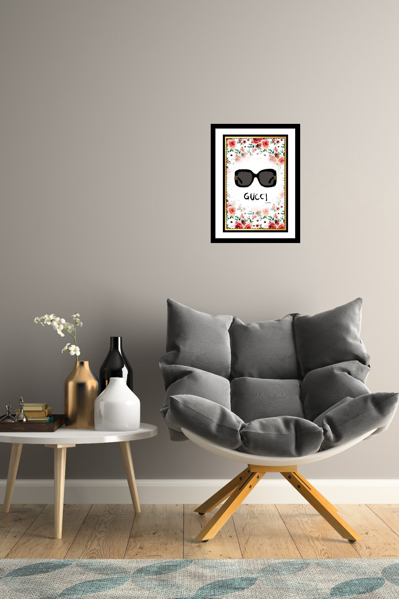 Venice Beach Collection's Fashion Sunglasses framed in Floral 14x18 Framed Print