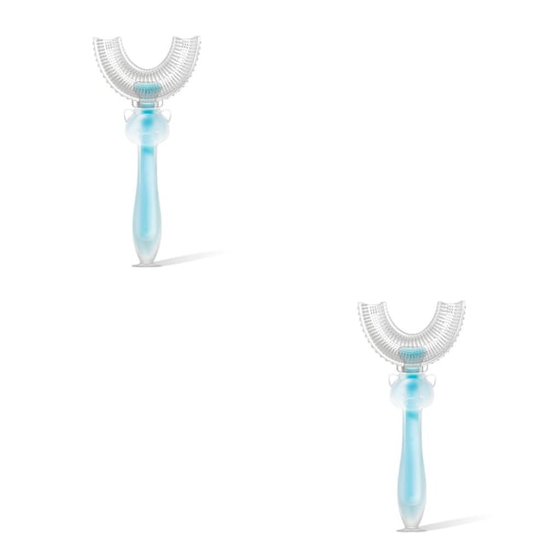 Naiovety Cepillo de de silicona para bebés en forma de U de doble cara para niños mordedores de manijas limpieza de mano niños azul L 2piezas Naiovety CBP077377