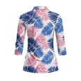 thumbnail image 3 of Uorisanigo Palm Leaves Women's Golf Shirt Size L Versatile Moisture Wicking Casual Tennis Activewear Comfortable Breathable 3/4 Sleeve Athletic Tops with Zip Up Collar for Women, 3 of 7