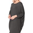 thumbnail image 4 of Women's Plus Size Round Neck Draped Side 3/4 Dolman Sleeves Dress, 4 of 4