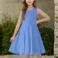 thumbnail image 4 of MEZZALL Summer Girls Sleeveless Solid Color Dress Party Gown For Wedding Casual Play Toddler Kids Children O-Neck Cozy Dresses, 4 of 7