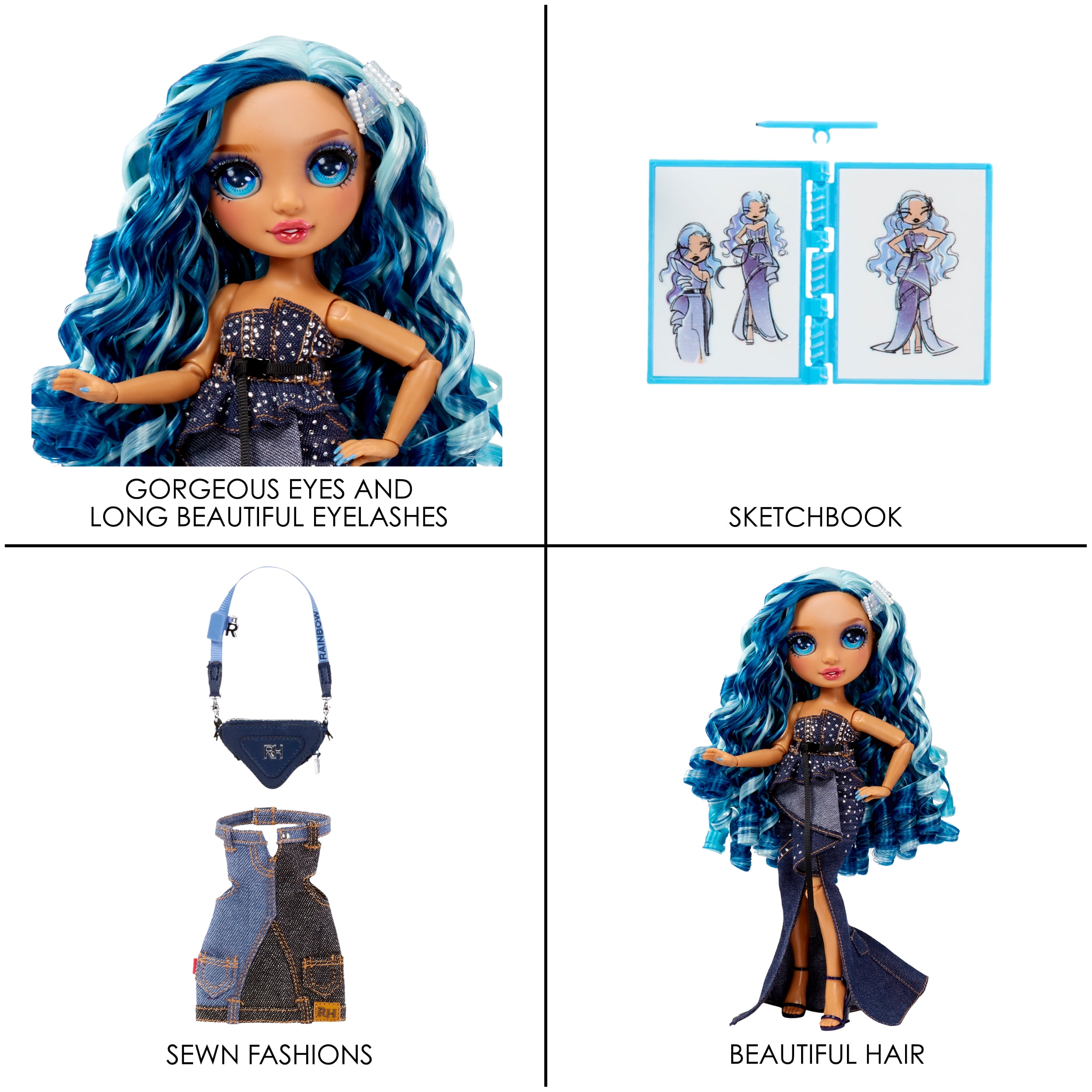 Rainbow High Age 4 to12 Skyler Bradshaw, Blue Doll Playset, 11”