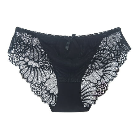 YYDGH Sexy Lace Underwear Briefs for Women Seamless Half Back Coverage Panties Black XL