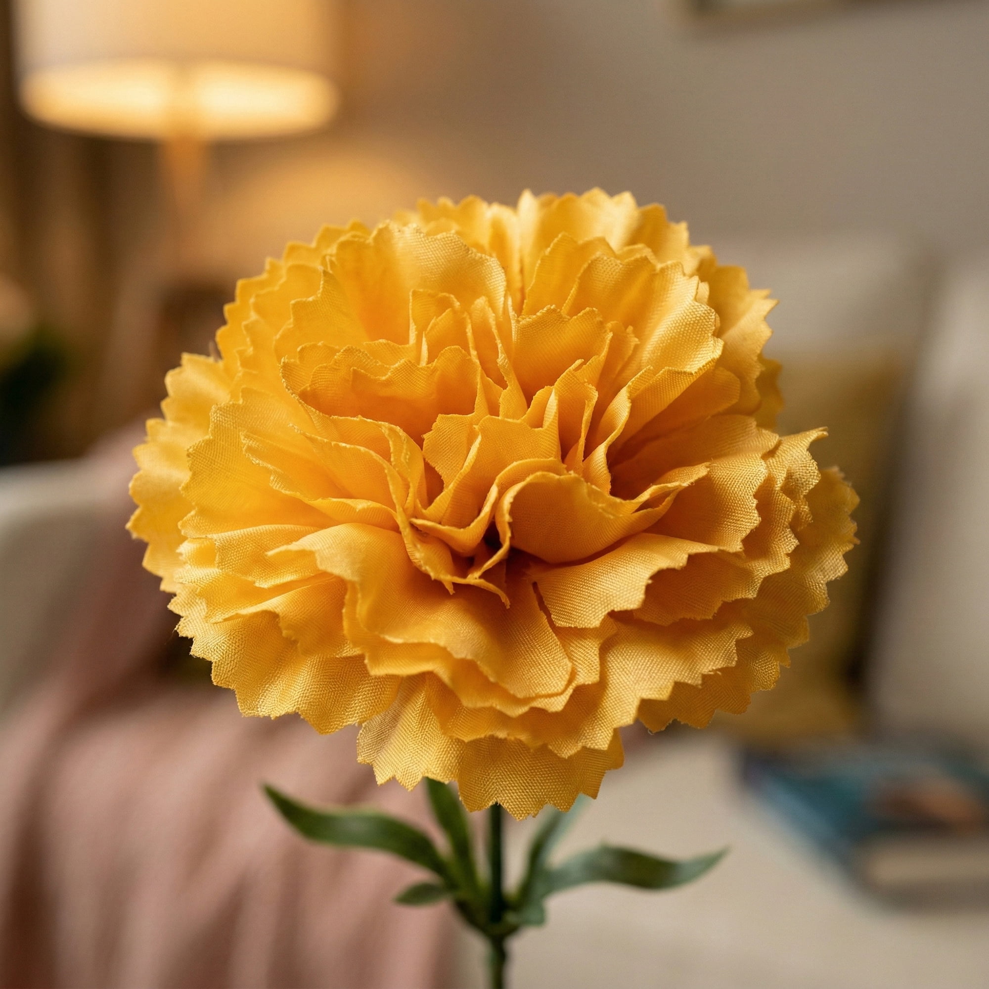Unique Bargains Artificial Detachable Carnation Flowers Orange 5.9"