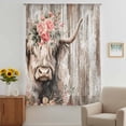 thumbnail image 2 of Spring Cow Floral Sheer Curtains 72 Inches Long, Vintage Brown Wooden Farmhouse Light Filering Curtains, Breathable Simi Curtain Privacy Drapes for Living Room Bedroom Lightweight Window Treatment, 2 of 9