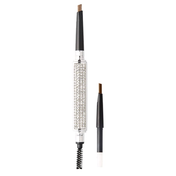 Lápiz de cejas triangular, lápiz de cejas de dos cabezales, giratorio con cepillo para cejas Café jinwen Lápiz de cejas