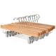 thumbnail image 1 of Nature Smile - Perchas de madera maciza de loto para pantalones, perchas inferiores, perchas para pantalones vaqueros, perchas para faldas con 2 clips ajustables, gancho antioxidante, paquete de 10 (n, 1 of 5