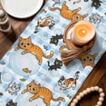 thumbnail image 3 of Blue Plaid Cat Table Runner 120 Inches, Funny Cute Fish Leaves Bubble Bed Runner Dresser Scarves Tabletop for Indoor Outdoor Parties/Ceremony/Banquet, 13"x 120", 3 of 8