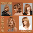 thumbnail image 3 of Creamily 12" Short Blonde Bob Wigs for Women Straight Short Wigs with Bangs Synthetic Strawberry Blonde Bob Wigs Glueless Wigs (Strawberry Blonde ), 3 of 7