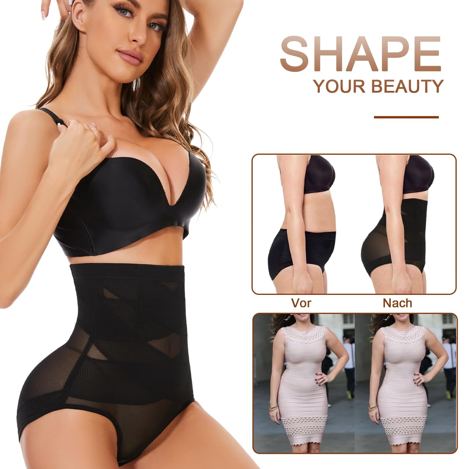 2 Packs Shapewear for Women Tummy Control High Waisted Body Shaper Extra Firm Girdle Waist Trainer Stomach Shapewear