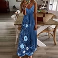 thumbnail image 2 of Floral Sundresses for Women Spaghetti Strap V Neck Maxi Dress Summer Casual Long Boho Dresses Beach Vacation Clothes, 2 of 5