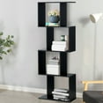 thumbnail image 3 of Gymax 4-tier S-Shaped Bookcase Free Standing Storage Rack Wooden Display Decor Black, 3 of 10