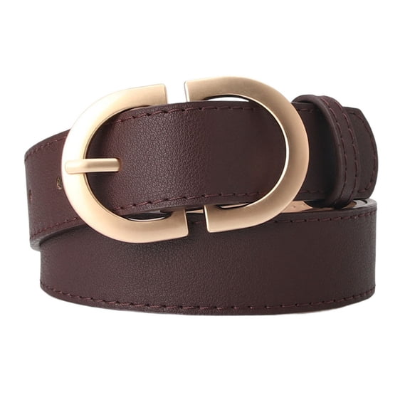SWSMCLT Women's Metal Belt Fashion Metal Buckle Spring Winter Classic Groove Belt Adjustable Belts Casual Coffee X-Small-Large