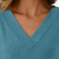 thumbnail image 6 of DailyTrove Women's V-Neck Long Sleeve Relaxed Fit Solid Top - Everyday Casual Wear,Light Blue,S, 6 of 6