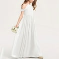thumbnail image 2 of Fesfesfes Girl's Long Maxi Performance Dress Solid Color Breathable A-Line Dresses for Kids,Elegant Casual Holiday Dress,Princess Style Flared Dress(White,3-4 Years), 2 of 5