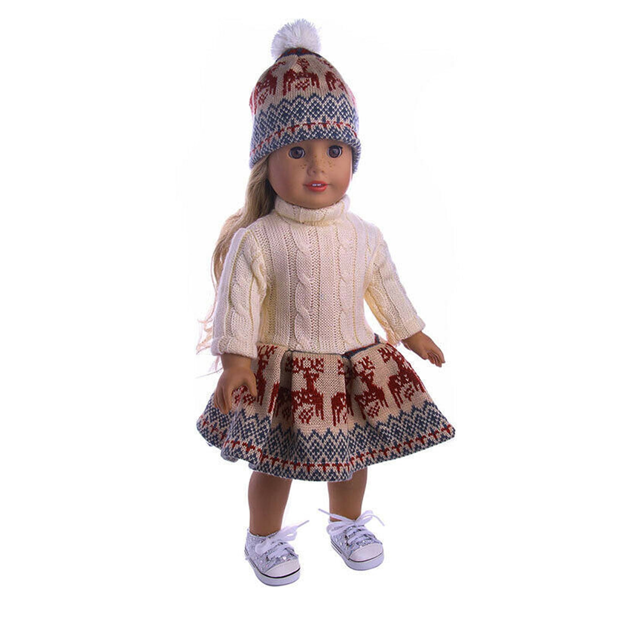 Dolls Hand Knitted Cardigan & Hat fits 18" dolls Our Generation AG D/Friend PNK 