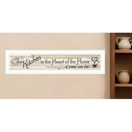 Kitchen Is The Heart of The Home White Framed Print Kitchen Wall Art