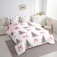 thumbnail image 3 of Castle Fairy Christmas Tree Girl 7 Pieces Bedding Comforter Set,Pink Bow Full Bedding Set Lightweight,Happy New Year Fitted Sheet Flat Sheet,Super Cozy Room Decor, 3 of 8