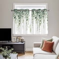 thumbnail image 4 of Green Eucalyptus Branches Kitchen Curtains Short 45 Inch Length, Spring Botanical Leaves Vines Grommet Top Bedroom Living Room Curtains, Light Filtering Cafe Curtain Drapes 2 Panels Set 84''x45'', 4 of 7