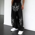 thumbnail image 2 of XIAOCHA Men's Gothic Tribal Print Sweatpants Baggy Fit Full Length Drawstring Waist Track Pants Soft Edgy Street Trousers, 2 of 4