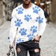 thumbnail image 1 of Ceisia Men's Colorful Glitter Paw Print T-Shirt | Slim Long-Sleeve Crewneck Casual Top Gift, 1 of 5