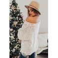thumbnail image 2 of Women's White Colorful Confetti Distressed Knit Sweater, 2 of 11