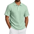 thumbnail image 3 of Trgacdwlo Polo T Shirts for Men Linen Raglan Men's Shirts Short Sleeve Summer Lightweight Moisture Wicking Golf Polo Shirt Men Light Green M, 3 of 9