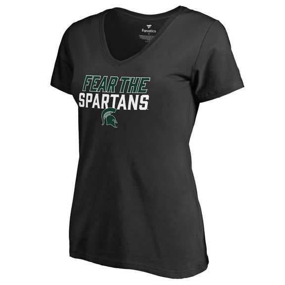 Women's Black Michigan State Spartans Hometown Collection Fear The Spartans V-Neck T-Shirt