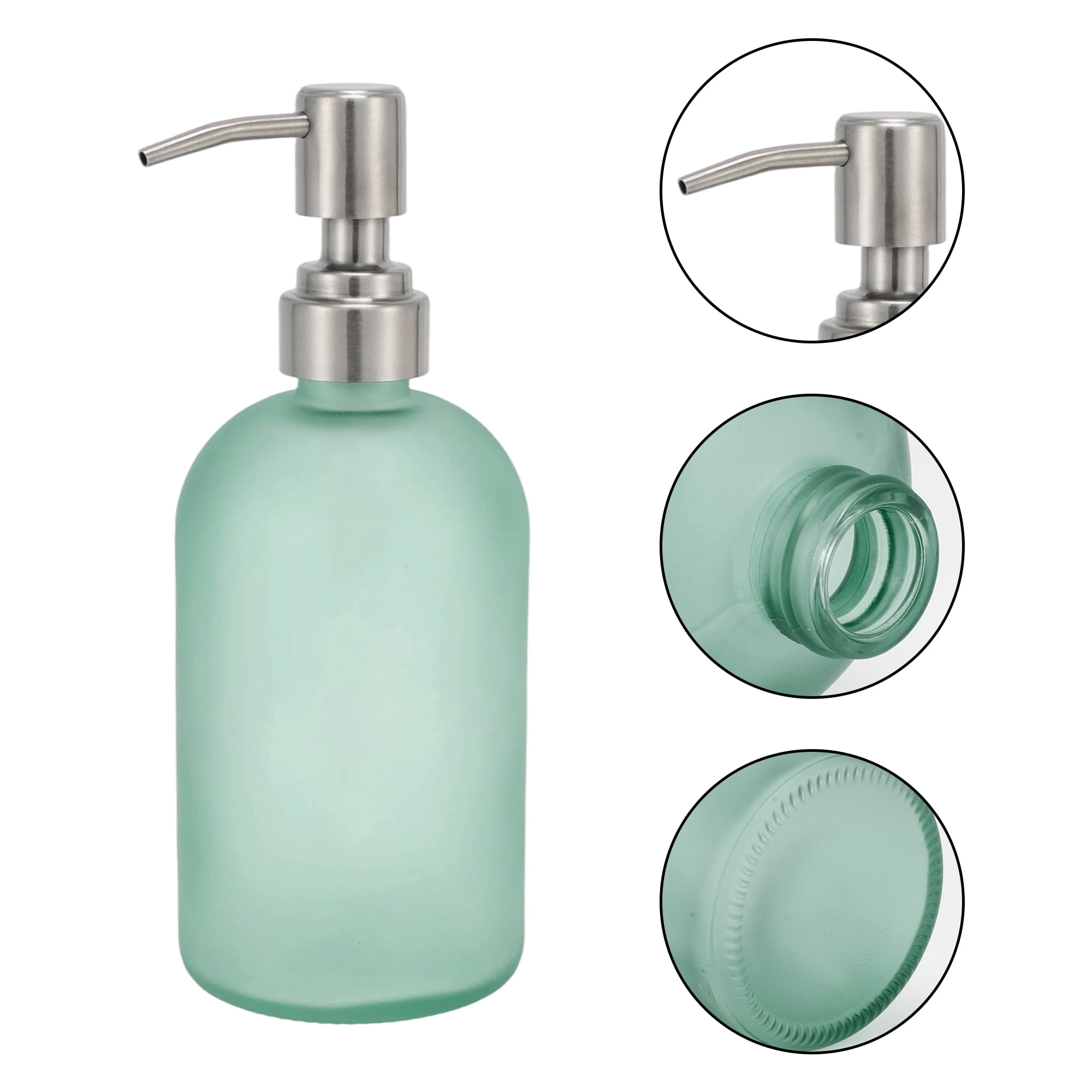 Unique Bargains 1 Pc Simple Cylindrical Soap Pump Dispenser for Hotel 400ml Lake Blue Silver Tone