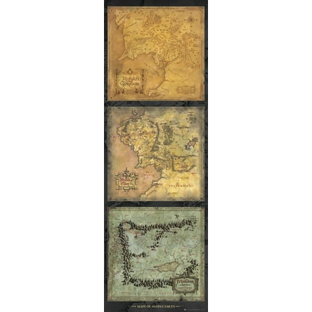 The Lord Of The Rings - Door Movie Poster / Print (Middle Earth Map Triptych) (Size: 21'' x