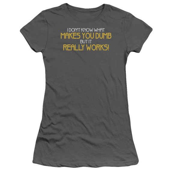 - What Makes You Dumb - Juniors Teen Girls Cap Sleeve Shirt - Medium