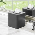 thumbnail image 2 of mDesign Metal Square Tissue Box Cover for Bathroom - 2 Pack - Black, 2 of 6