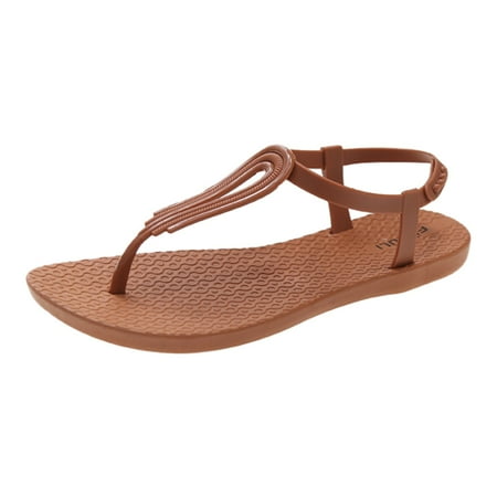 

PEASKJP Platform Sandals Women Wide Women s Sandals Dressy T Strap with Rhinestone Sparkly Wedding Flat Sandals Ankle Strap Summer Gladiator Fashion Shoes (Khaki 6.5)
