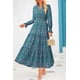 thumbnail image 3 of Vestido PRETTYGARDEN Floral Maxi de Manga Larga con Escote en V XXL, 3 of 4