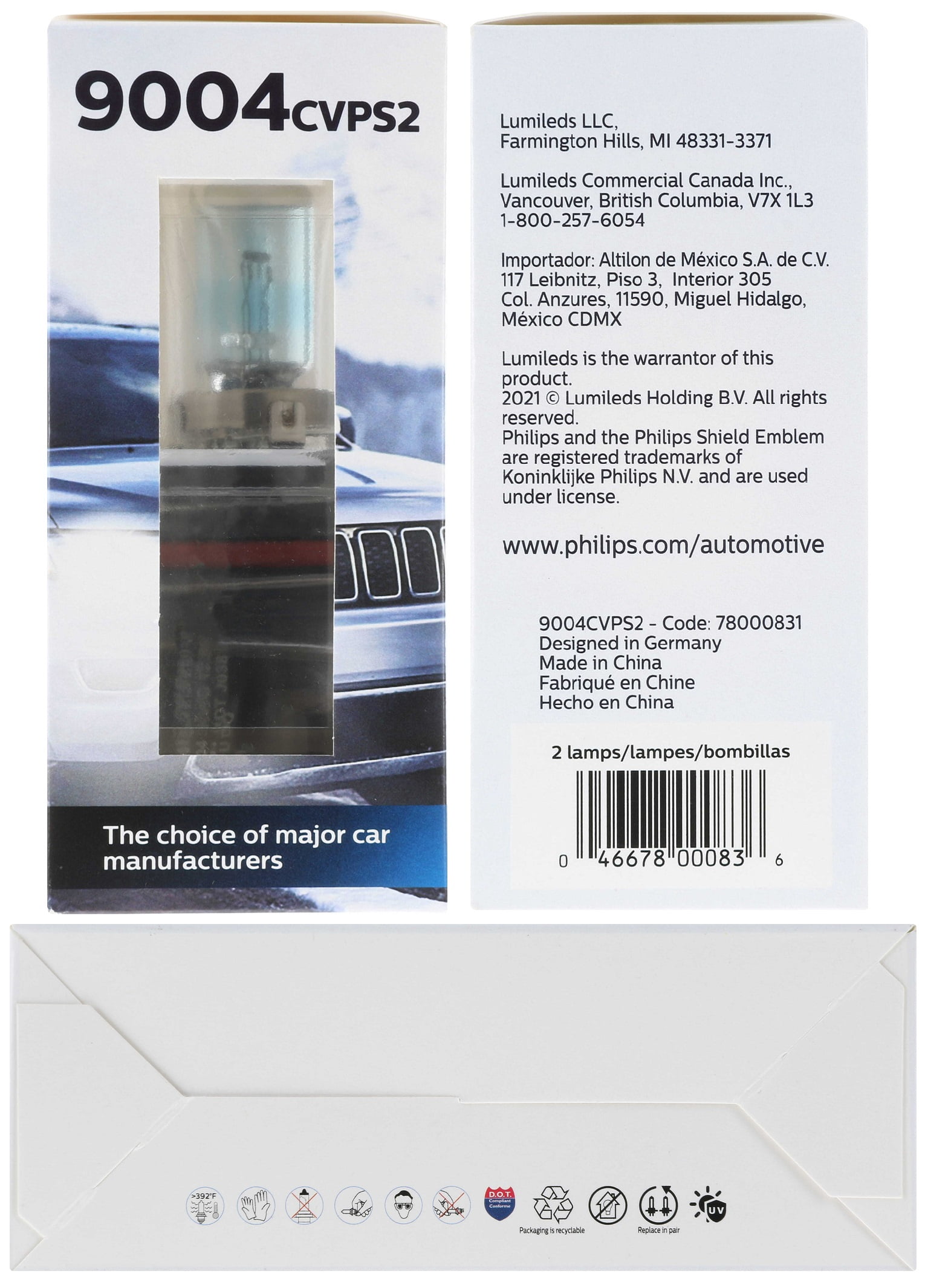 Philips Crystal Vision Platinum 9004 65/45W Two Bulbs Headlight
