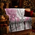 thumbnail image 3 of Romantic Paris Rain Scene Cherry Blossom Couple Walk, Peaceful Artistic Scene, Warm Flannel Blanket for Home Library and Reading Nook, Art Lovers Valentine's Day Gift, Artistic Home Decor, 3 of 9
