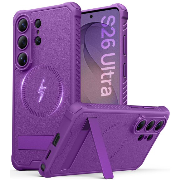 Vihibii - Funda magn&eacute;tica para Samsung Galaxy S26 Ultra, soporte integrado, compatible con MagSafe, ca&iacute;da de grado militar, silicona protectora resistente, fina y dura, para Gala