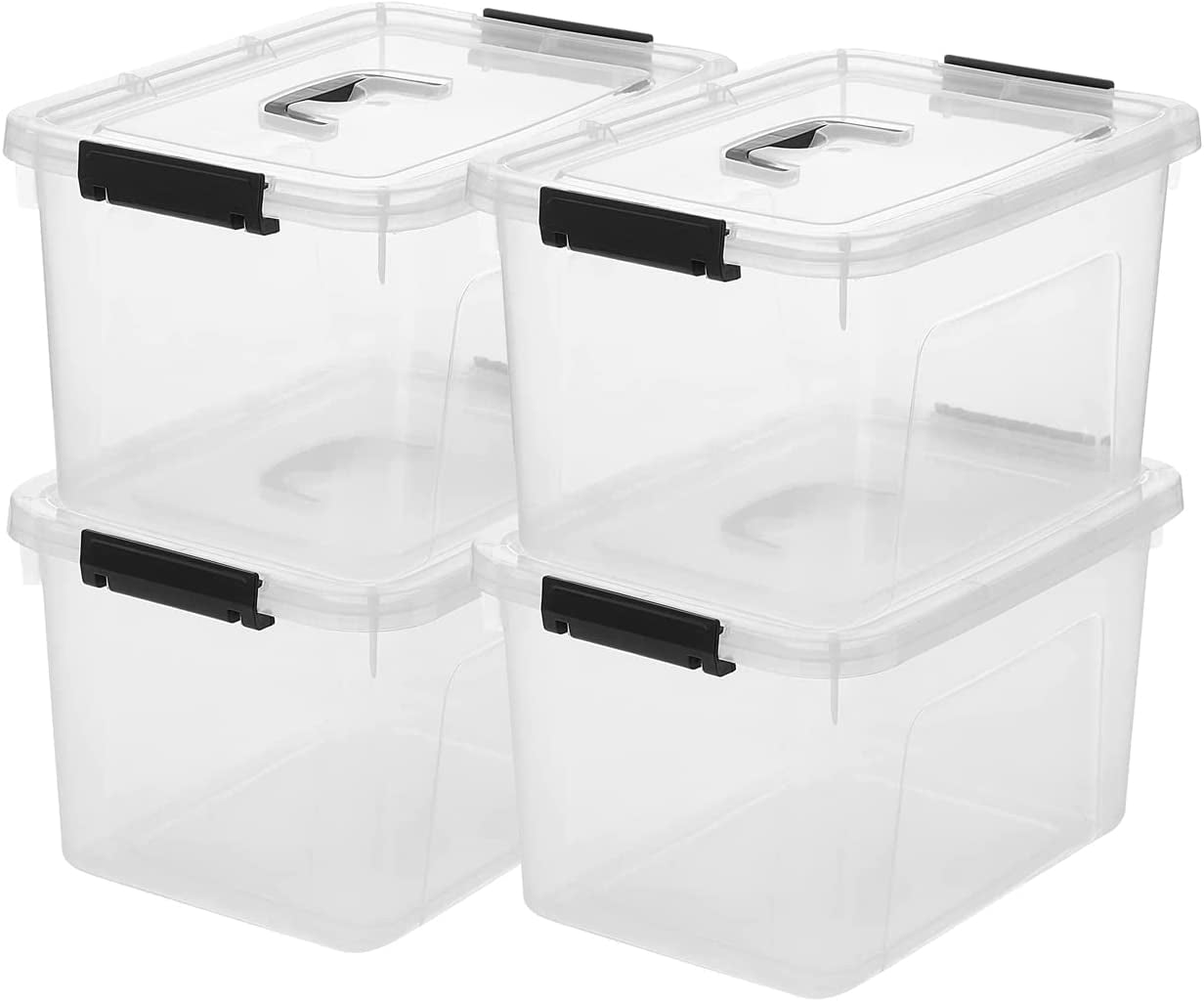 Clear Storage Latch Box 16 Quart, Plastic Box/Bin with Lid and Handles