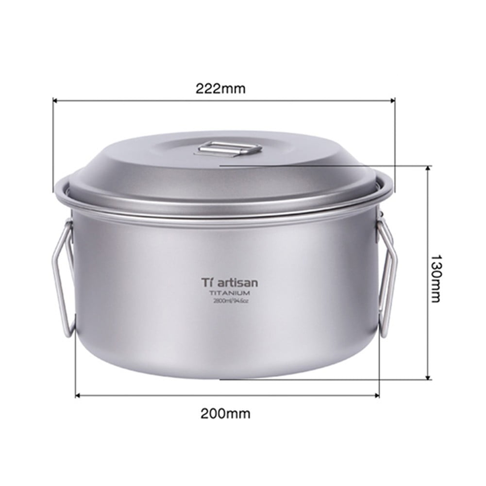 Outdoor Titanium Food Steamer Stock Pot Set Camping Soup Pot Pan