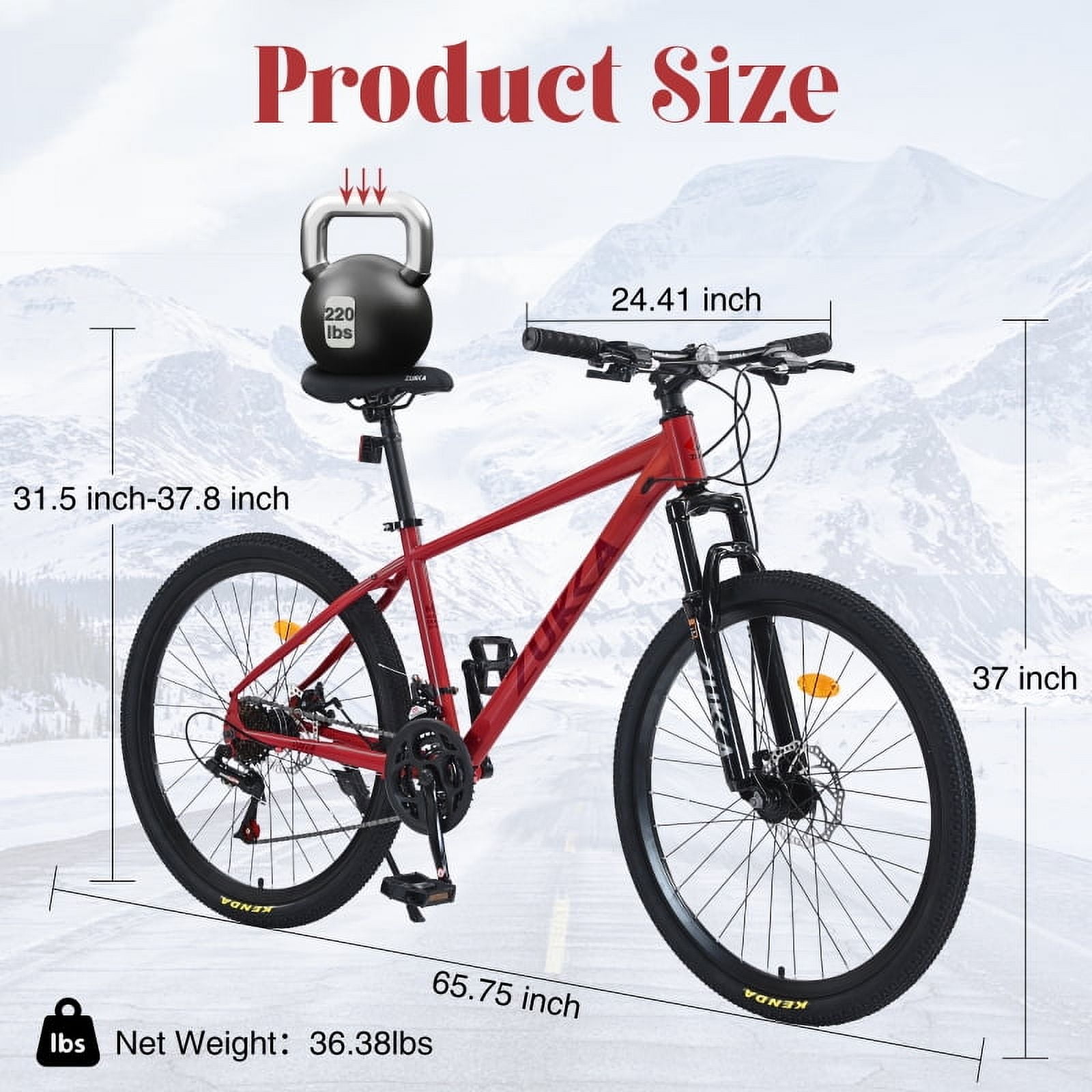 LuckyNote 26 Inch Mountain Bike for Adults with 24 Speed