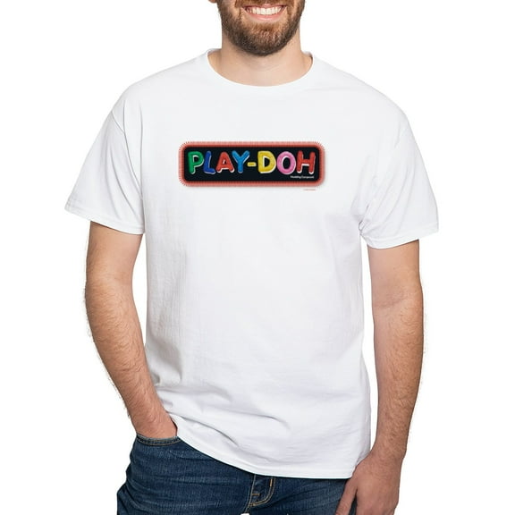 CafePress - Play Doh Stitched Logo T Shirt - Men's White Classic Cotton T-Shirts