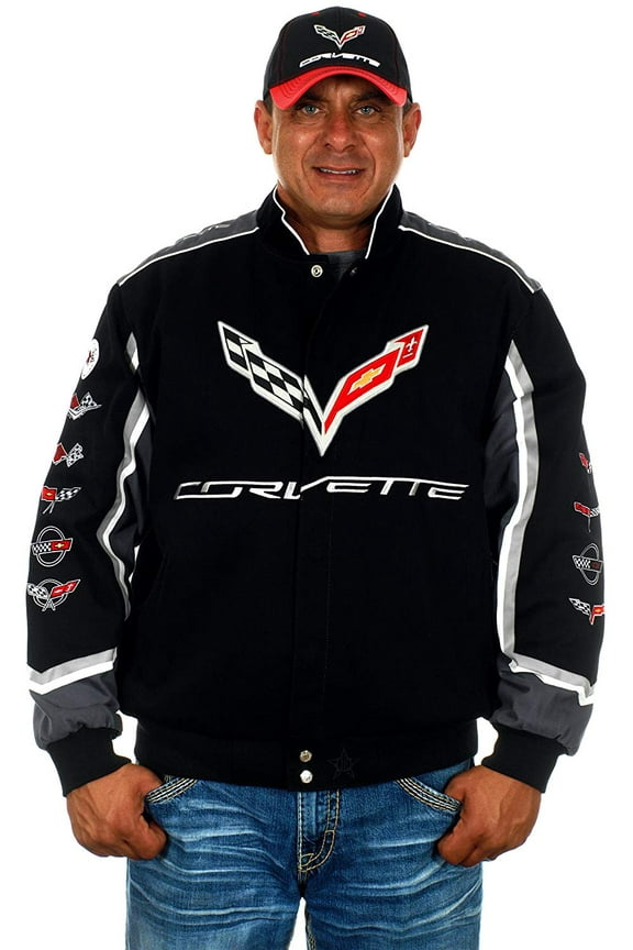 Mens Chevy Corvette Jacket Embroidered Cotton Twill
