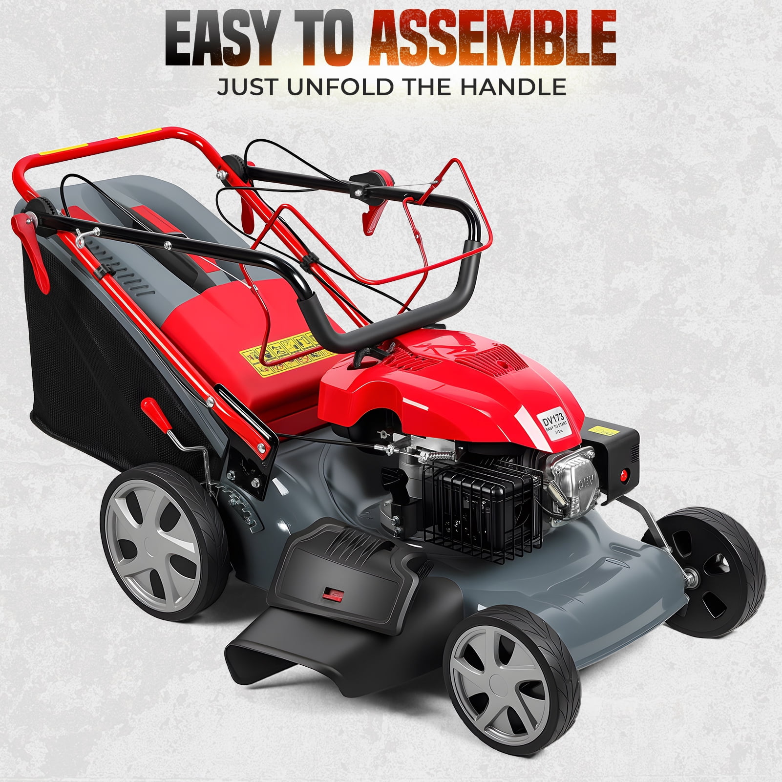Yedigre Self-Propelled Gas Lawn Mower – 20” Cut, 173cc Engine & 3-in-1 Function, 60L Bag