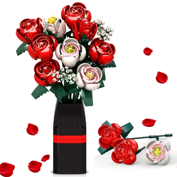 Set de construcción EXCOUP Flower Bouquet con 841 bloques y jarrón