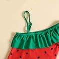 thumbnail image 3 of Kids Girls Watermelon Swimsuit One Piece – Off Shoulder Ruffle Bathing Suit with Polka Dot Print – UPF 50+ Sun Protection Swimwear for Little Kids 2T 3T 4T 5 6 7,Size 5 T, 3 of 9