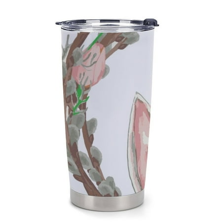 

ANYWAY.GO Thermal Insulation Coffee Travel Mug with Lid Spill Proof Colorful Painted Eggs Easter Portable Thermal Thermal Cup for Car 20oz