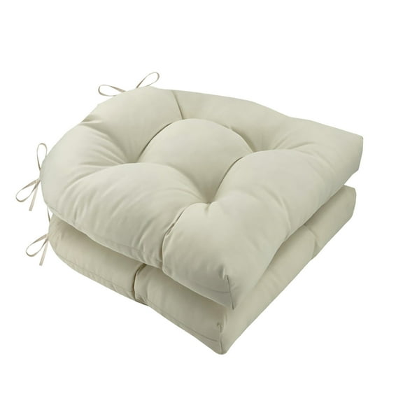 Waterproof Outdoor Chair Cushions Set of 2, 19x19x3.5 Inch Patio Seat Cushions with Ties, Tufted High-Density Foam Pads for Patio Furniture, Garden, Kitchen, and Office Chairs