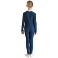 thumbnail image 2 of iEFiEL Kids Girls Gymnastics Acrobatics Jumpsuit Unitard Long Sleeve Rhinestone Sports Full Bodysuit Ballet Dance Leotard Navy Blue 16, 2 of 7