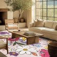 thumbnail image 3 of Jamfeel Floral Print Area Rug Ultra-Thin Indoor Carpet Low Pile Non Slip Washable Rugs for Living Room, Bedroom, 4'x6' Pink, 3 of 7