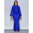 thumbnail image 3 of Royal Blue Sparkly Mermaid Hem Bodycon Maxi Dress For Evening Party Dating, 3 of 7